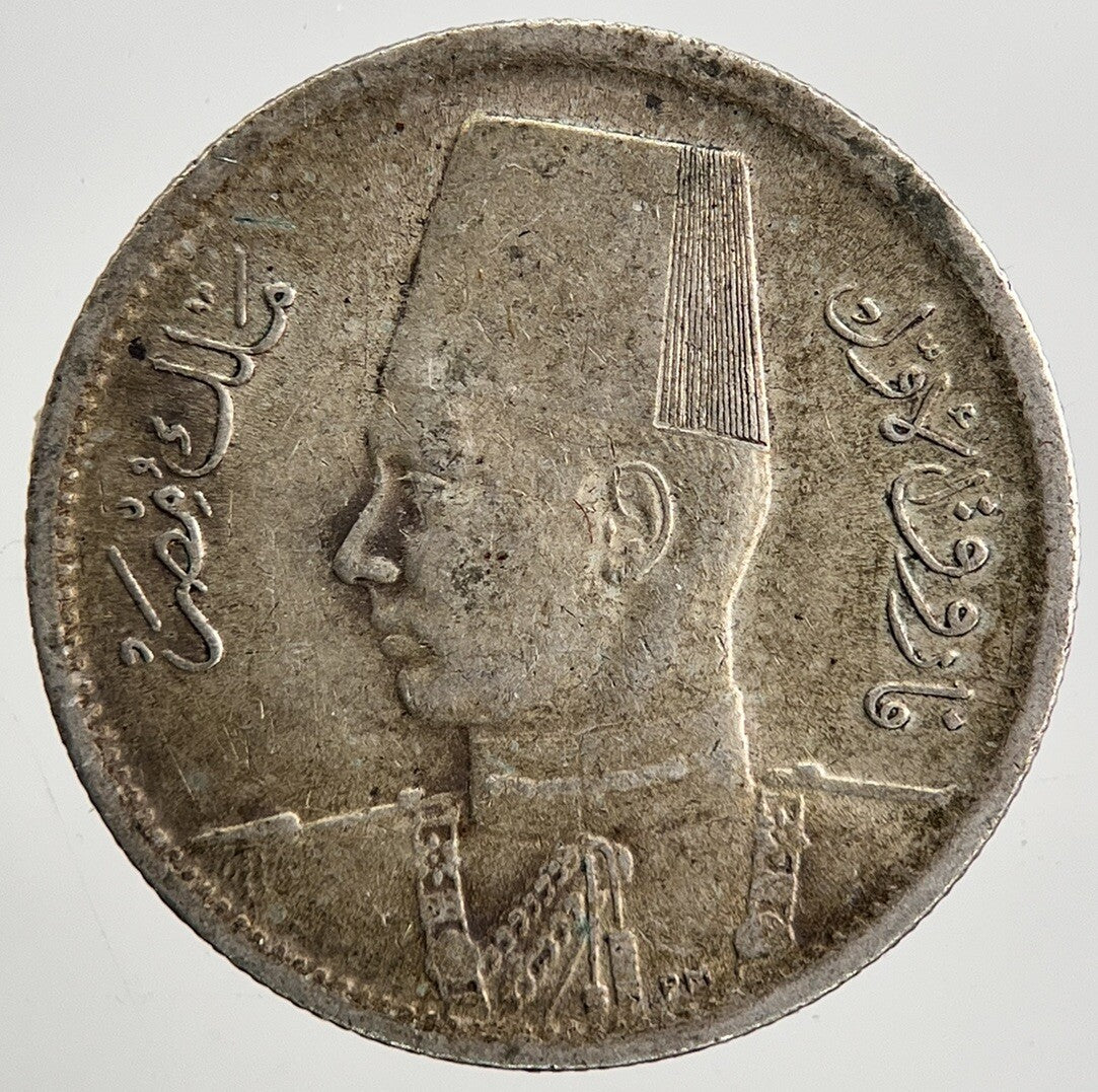 1937 - 1942 Egypt 2 Piastres Farouk Silver Coin | Fine Collectable Grade