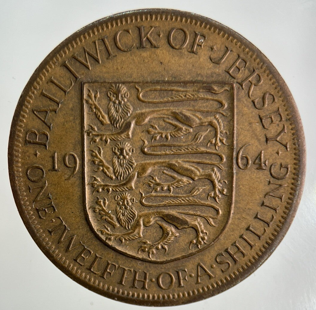 1964 Jersey 1/12 One Twelfth Of A Shilling Coin | Fine Collectable Grade