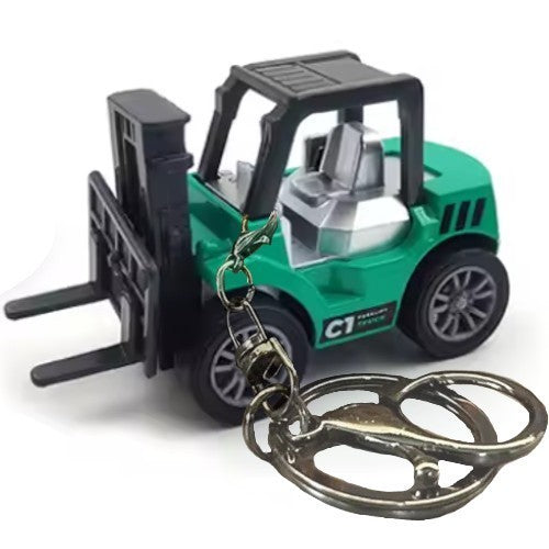 Mini Green Builder Construction Forklift Truck Keyring Keychain Gift UK