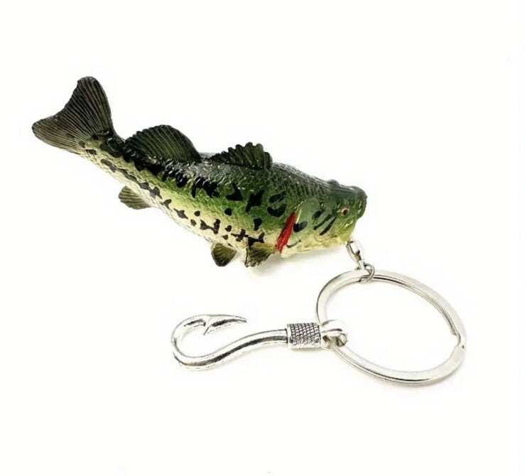 Mini Bass Fish Fishing Shaped Keyring Premium Keychain Gift UK
