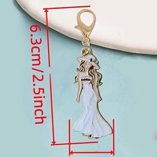 Mini Metal Elegant Lady in Red Dress Keyring Premium Keychain Gift UK
