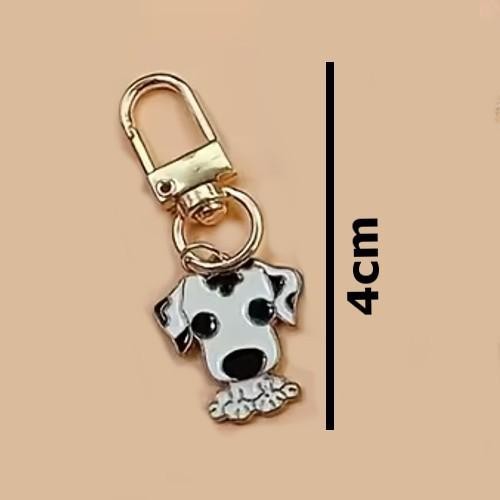 Mini Metal Black & White Dalmatian Dog Charm Keyring Keychain Gift UK