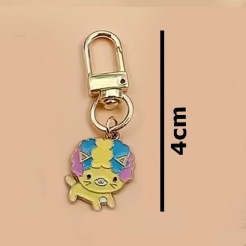 Mini Metal Cute Cream Cat Charm Keyring Keychain Gift UK