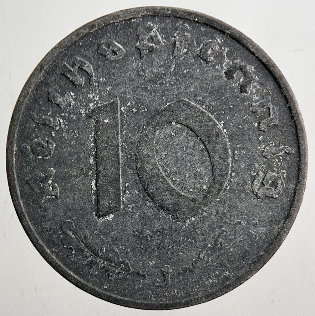 1942 - J Nazi Germany 10 Pfennig Coin | Very High Grade