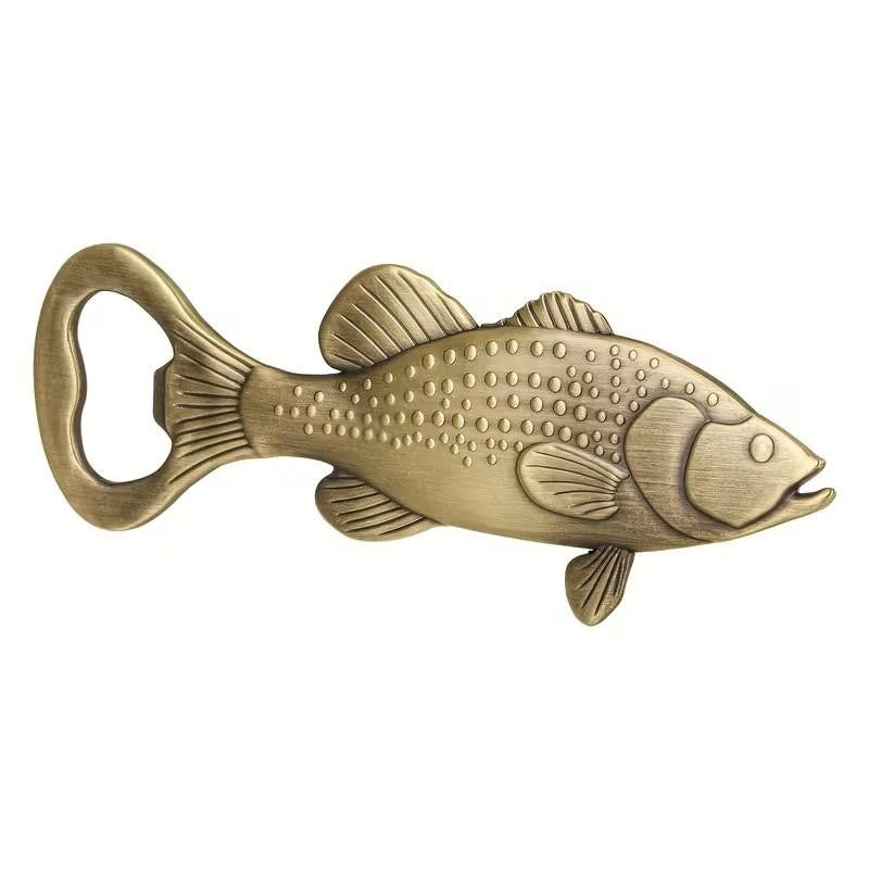Metal Brass Sea Bass Fish Fishing Bottle Opener Premium Gift UK