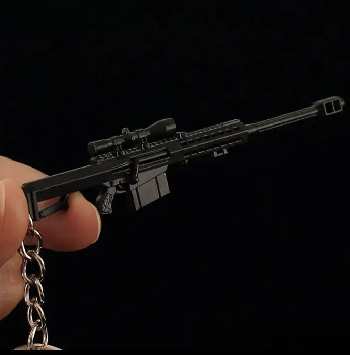 Mini Black Sniper Gun Shaped Keyring Premium Keychain Gift UK