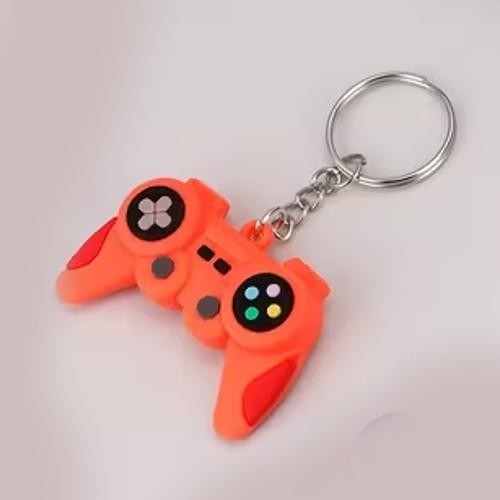 Retro Orange Video Game Controller Shaped Keyring Premium Keychain Gift UK