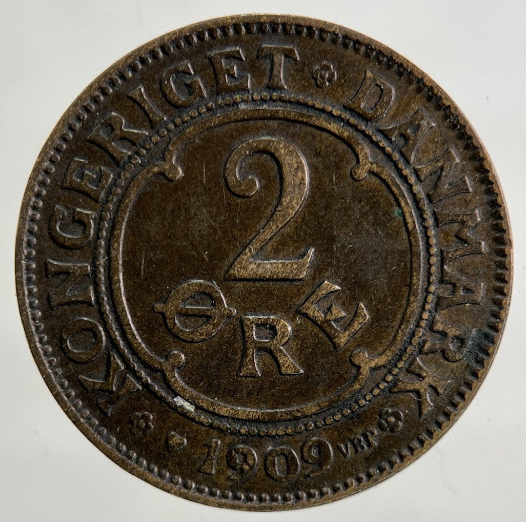 1909 Denmark 2 Ore Coin | Fine Collectable Grade