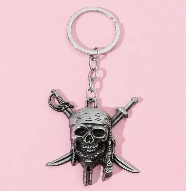 Mini Metal Pirate Skull Shaped Keyring Premium Keychain Gift UK