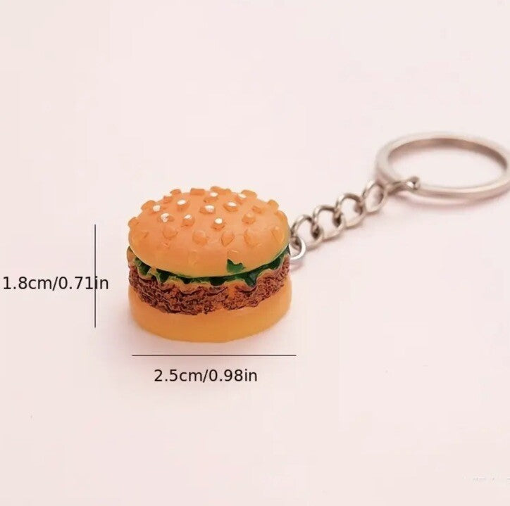 1 x Burger Shaped Keyring Premium Keychain Gift UK