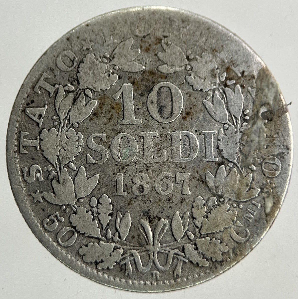 1867 Italy Papal States 10 Soldi Silver Coin | Collectable Grade