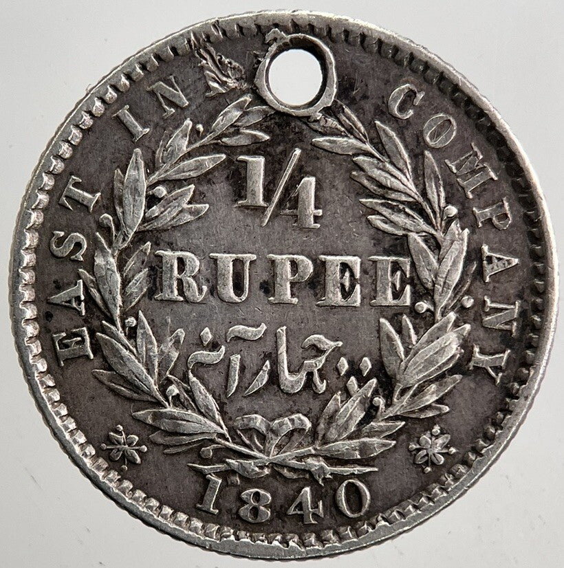 1840 India 1/4 Quarter Rupee Silver Coin | Very High Grade | a5424