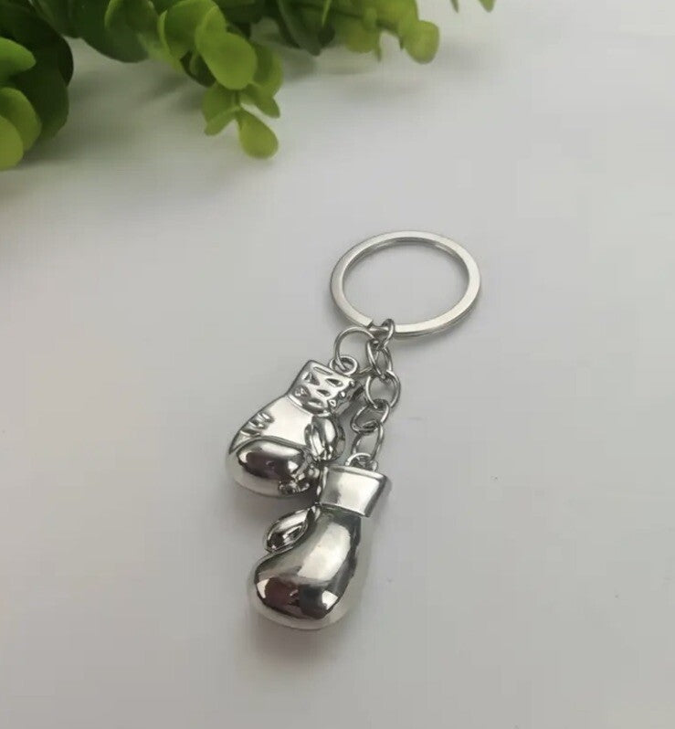 Mini Metal Boxing Gloves Shaped Keyring Premium Keychain Gift UK