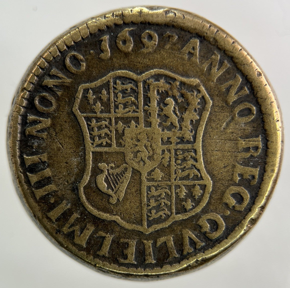1697 Irish William III 3rd Weight XXD Token Coin | Fine Collectable Grade