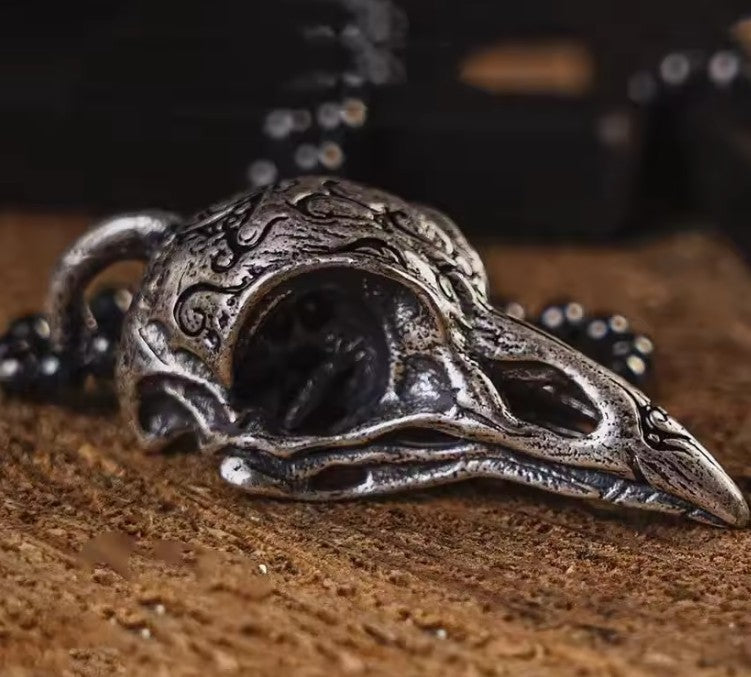 Mini Metal Raven / Crow Skull Head Keyring Premium Keychain Gift UK