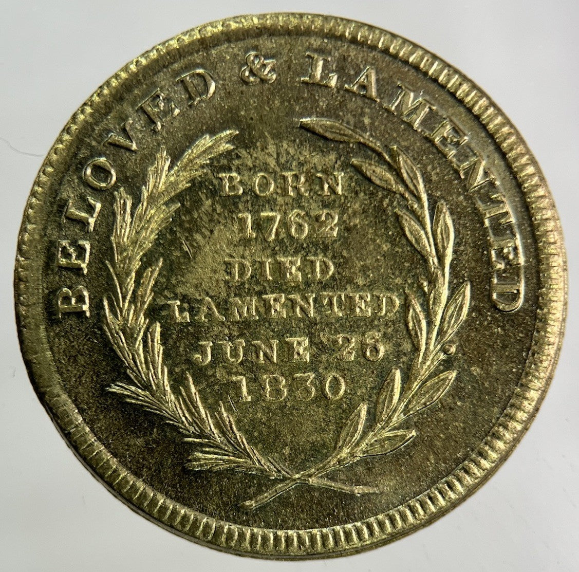 1830 Death Of George IV Commemorative Token Medal Coin | Very High Grade