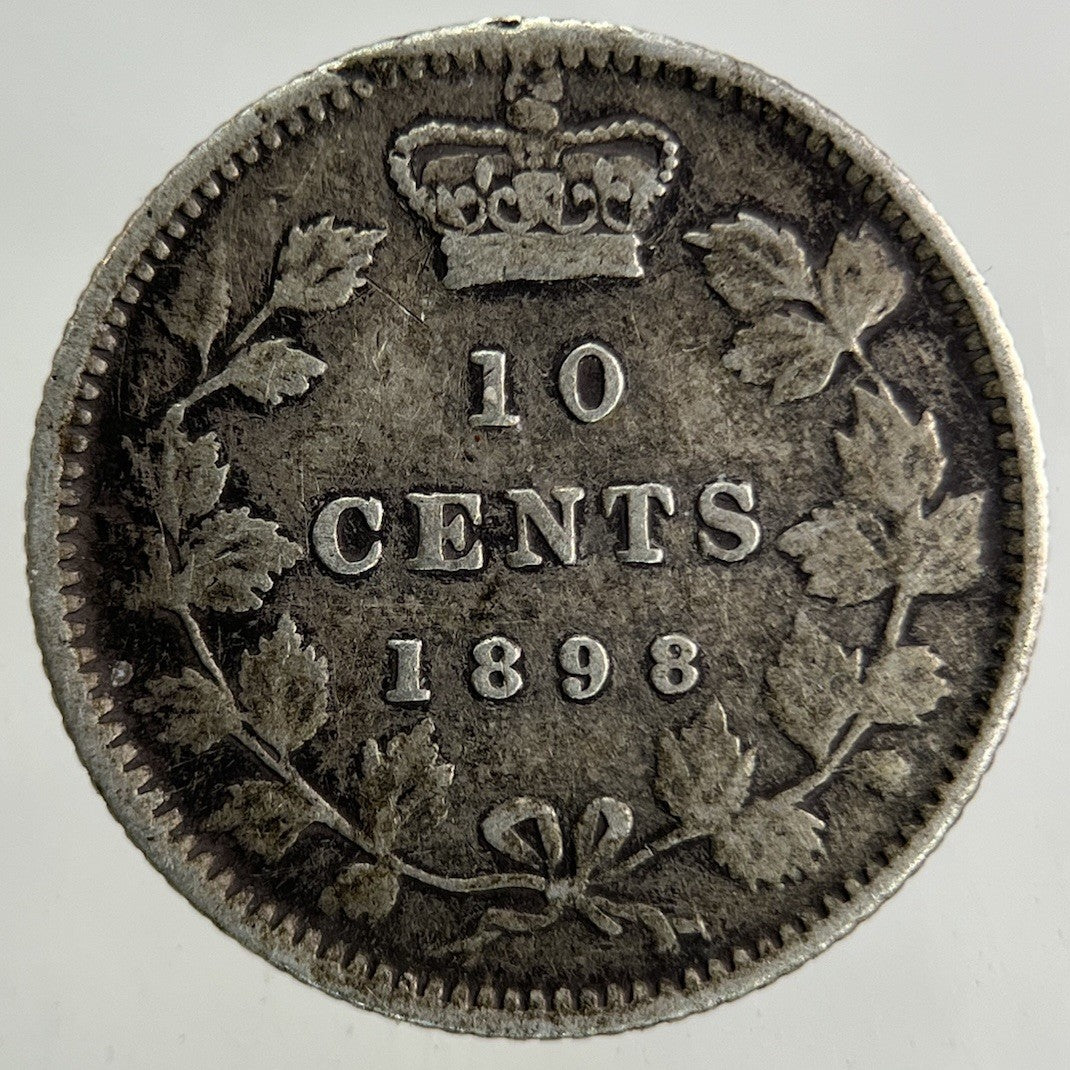 1898 Canada 10 Cents Silver Coin | Fine Collectable Grade