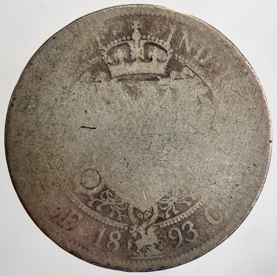 1893 Victoria Half - Crown Silver Coin | Fair Grade