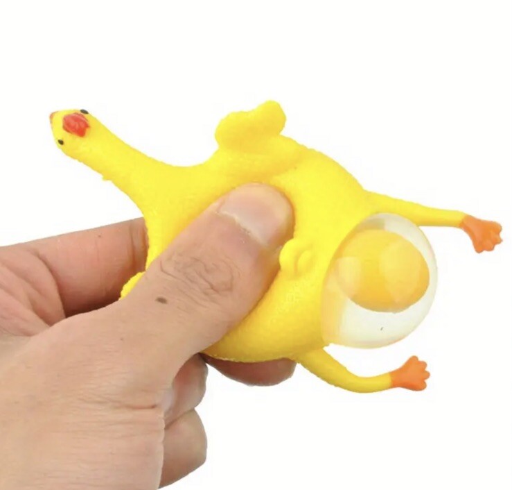 Mini Fun Chicken Laying Egg Rubber Keyring Premium Keychain Gift UK