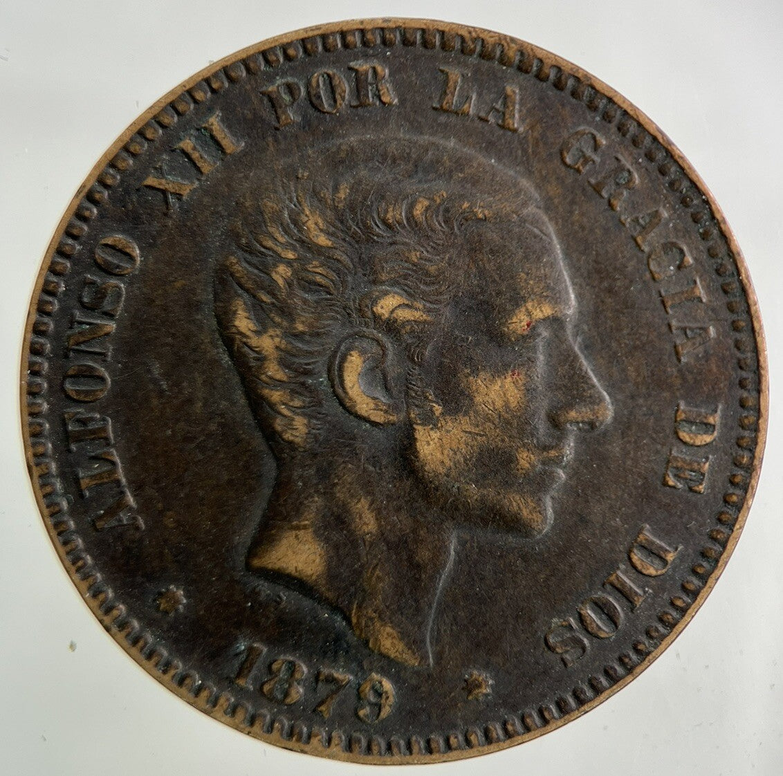 1879 Spain 10 Centimos Coin | Very High Grade
