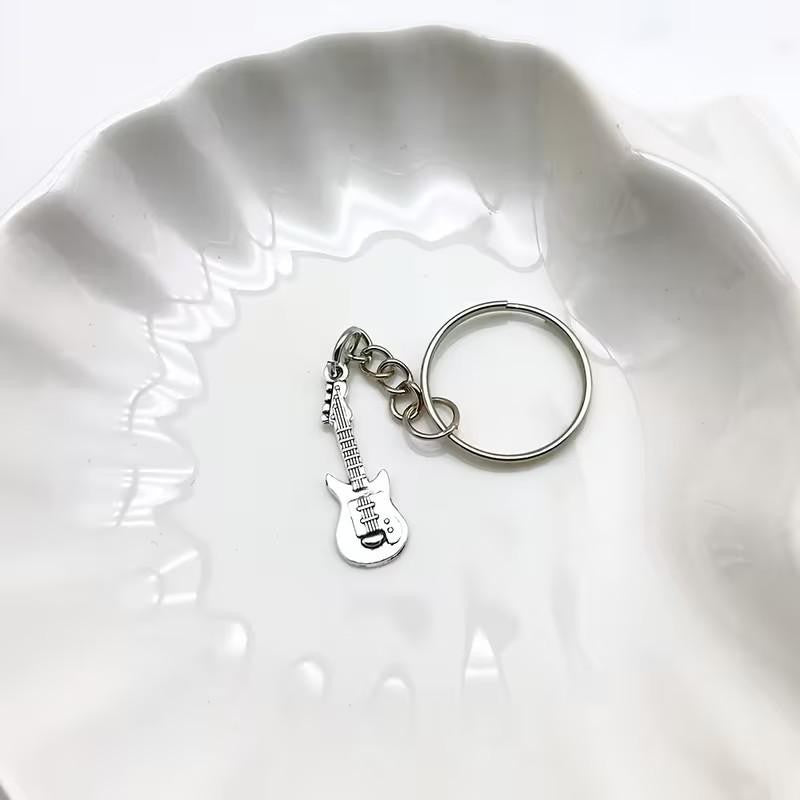 Mini Metal Guitar Music Charm Keyring Premium Keychain Gift UK