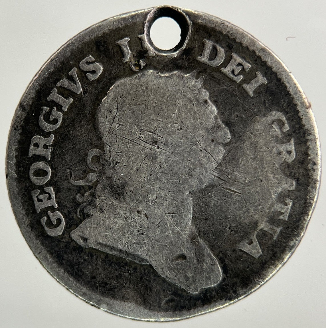1805 Engraved George III 3rd Irish 5 Pence Bank Token Silver Coin