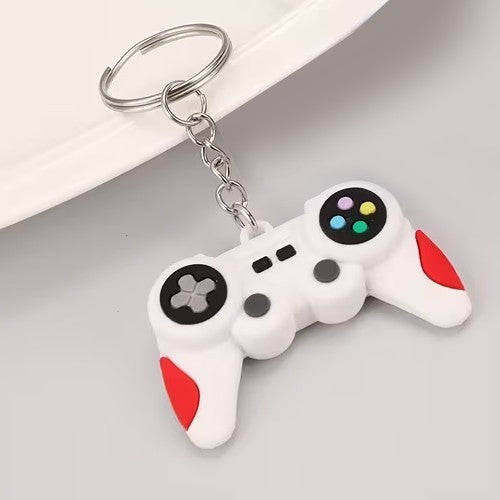 Retro White Video Game Controller Shaped Keyring Premium Keychain Gift UK