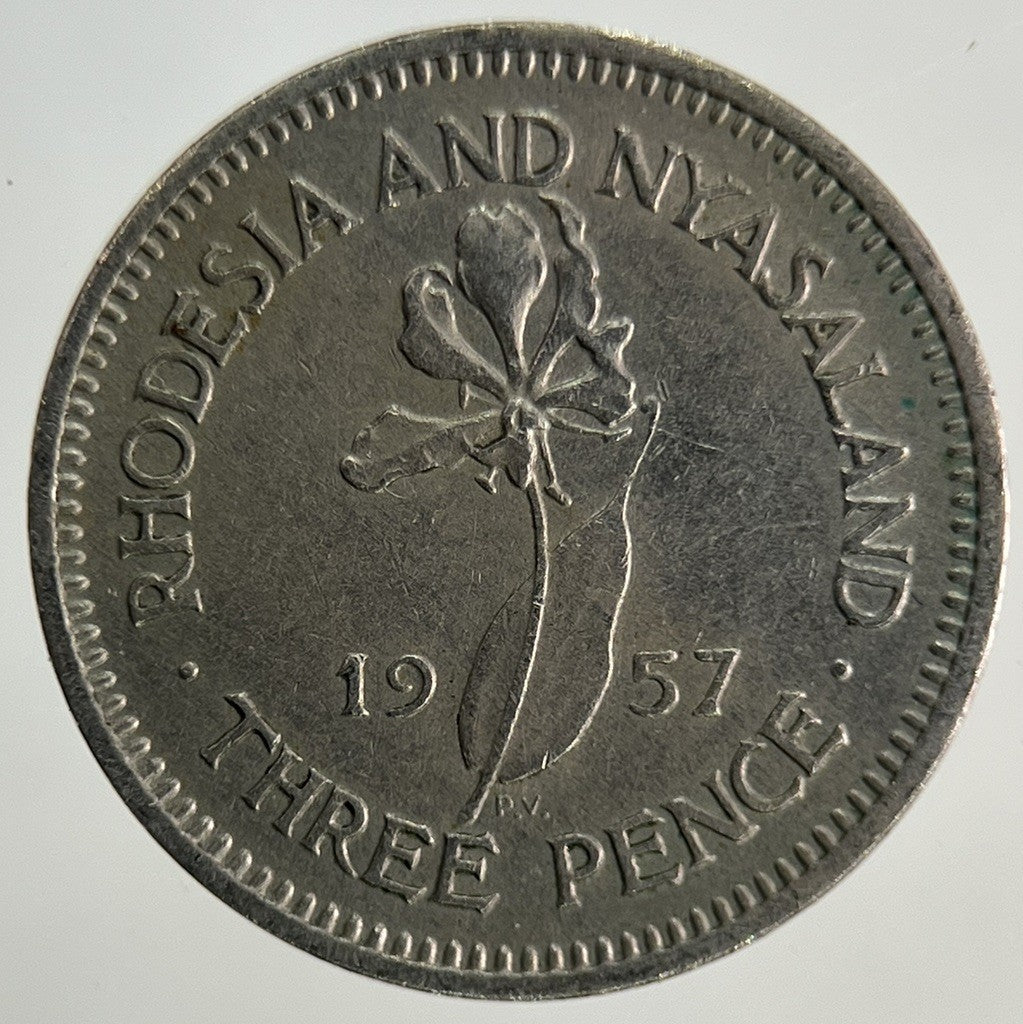 1957 Africa Rhodesia Threepence Coin | Fine Collectable Grade