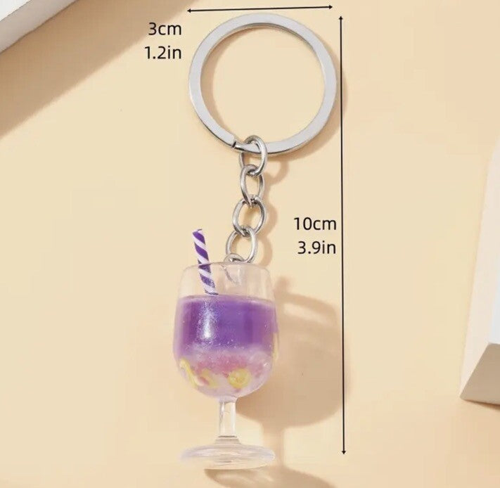 Mini Purple Cocktail Keyring Premium Keychain Gift UK