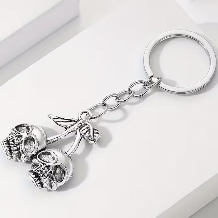 Mini Metal Cherry Skulls Keyring Premium Keychain Gift UK