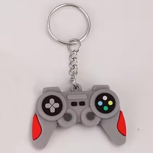 Retro Grey Video Game Controller Shaped Keyring Premium Keychain Gift UK