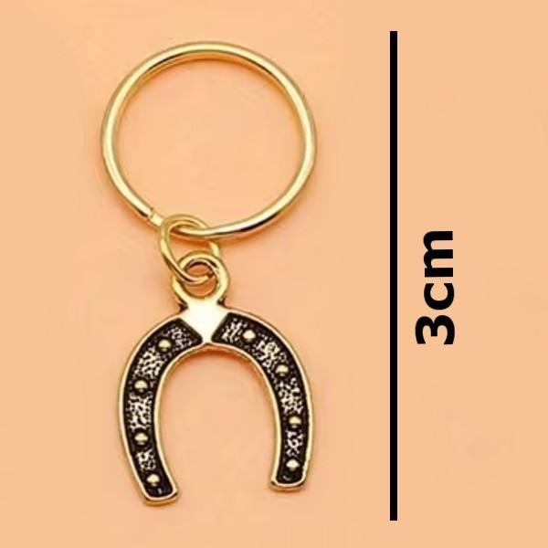 Mini Metal Lucky Horseshoe Charm Keyring Keychain Gift UK