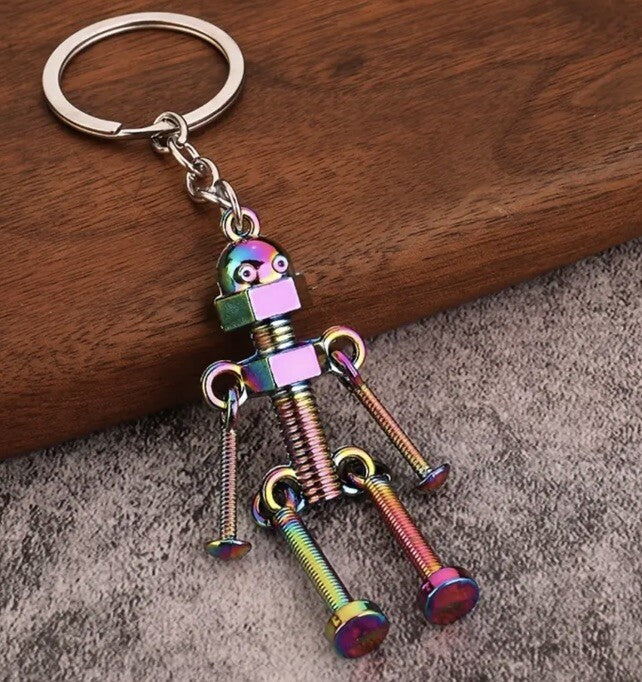 Mini Coloured Bolt - Man Flexible Keyring Premium Keychain Gift UK