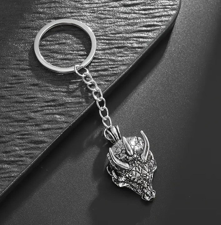 Metal Dragon Head Shaped Keyring Premium Keychain Gift UK