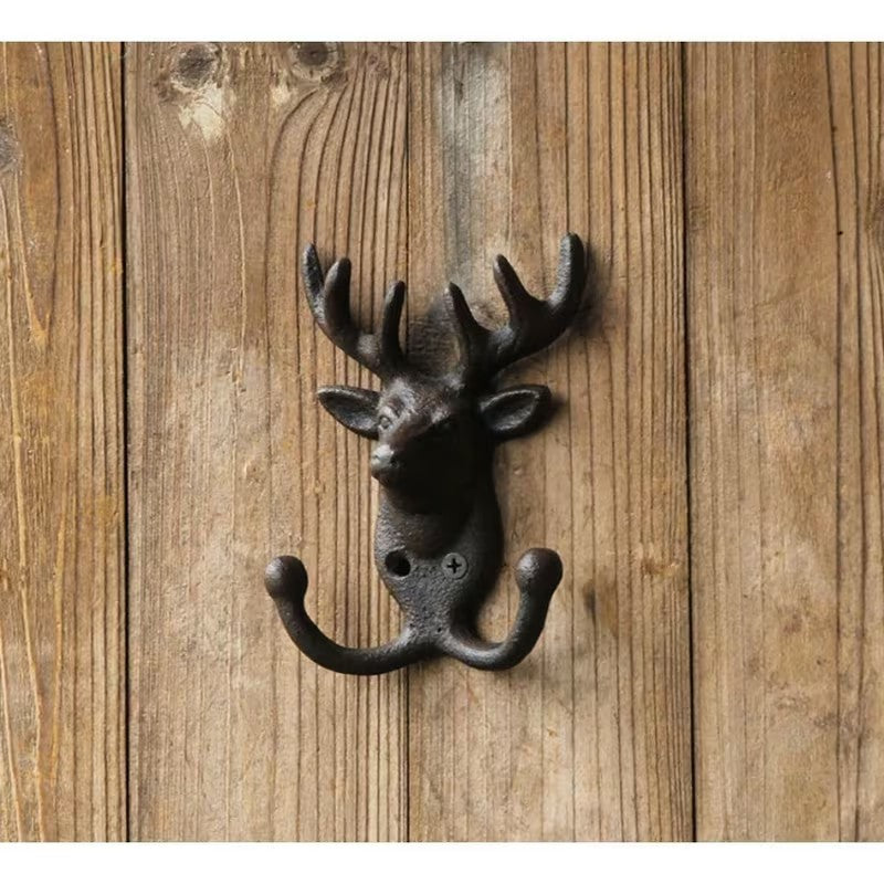 Cast Iron Heavy Duty Deer Clothing Hook Wall Mounted Hanging Rack Holder