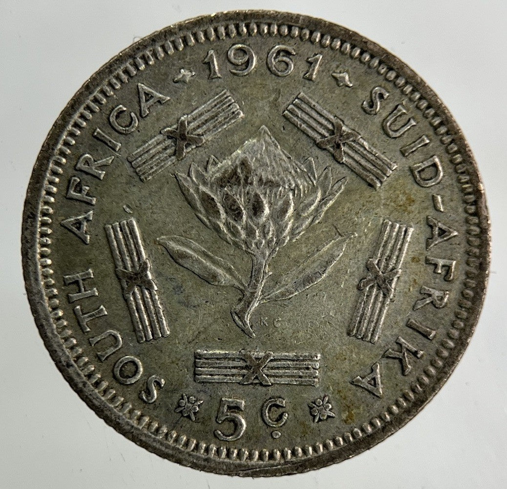 1961 South Africa Sixpence 5c 5 Cents Silver Coin | Fine Collectable Grade