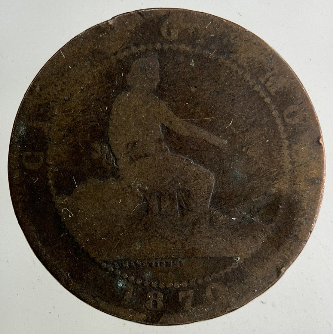 1870 Spain 5 Centimos Coin | Fair Grade