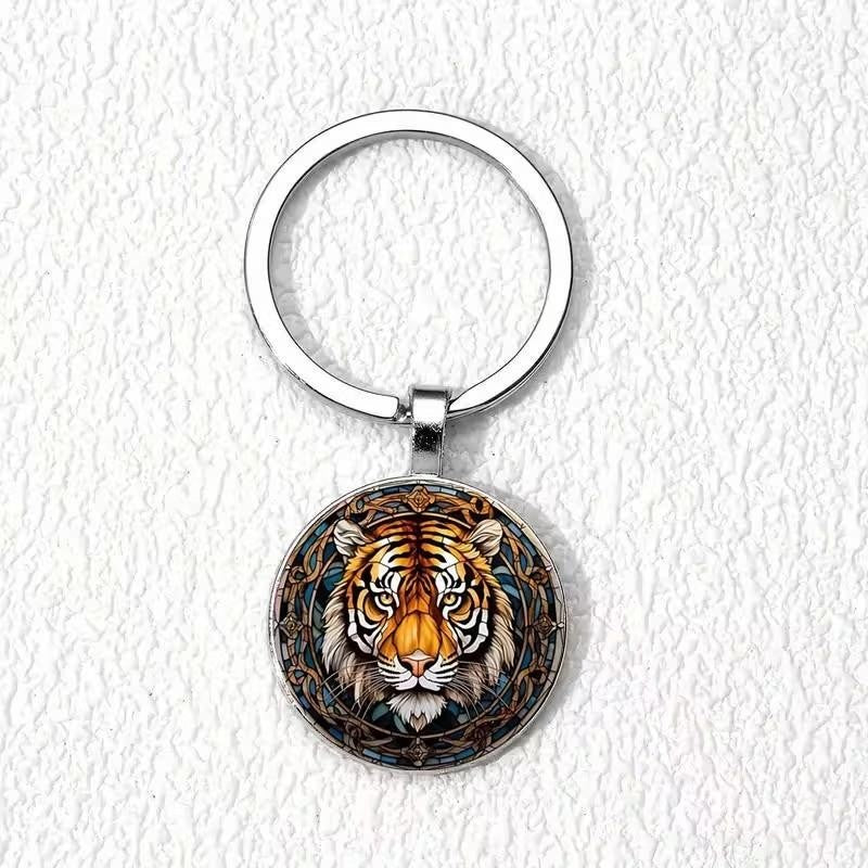 Metal Tiger Wildlife Charm Keyring Premium Keychain Gift UK