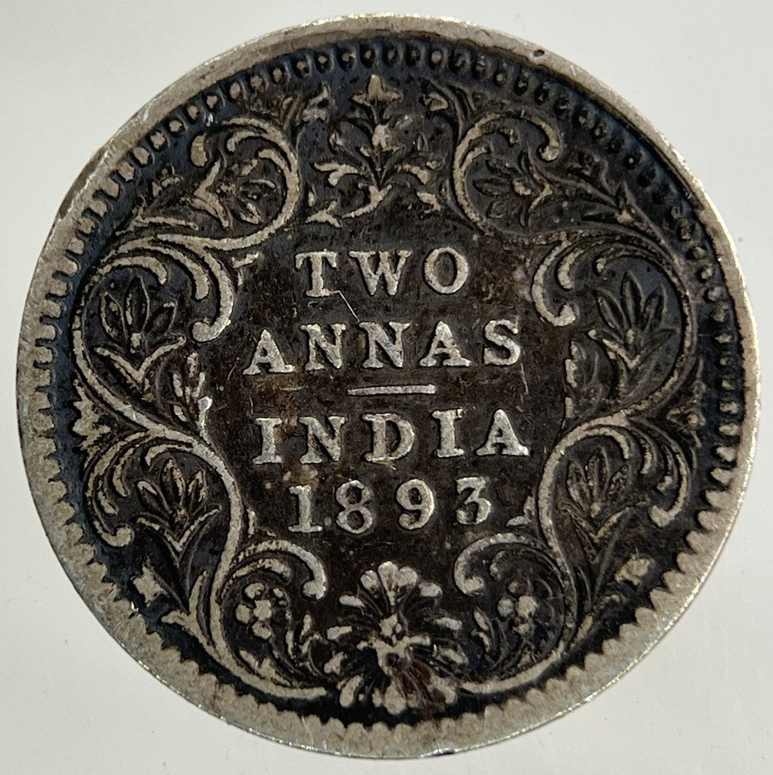 1893 India 2 Annas Silver Coin | Fine Collectable Grade