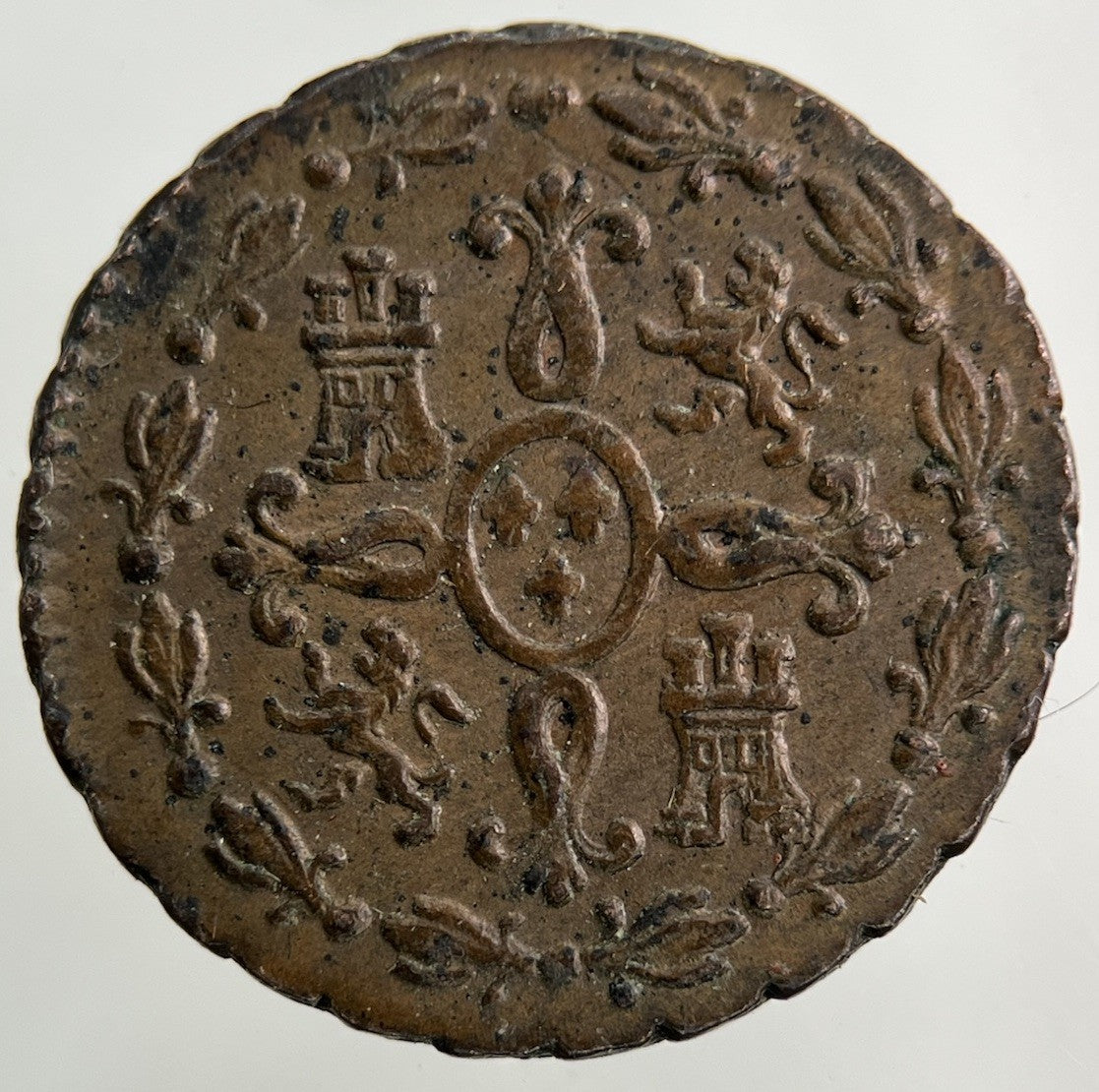 1828 Spain 2 Maravedis Coin | Very High Grade