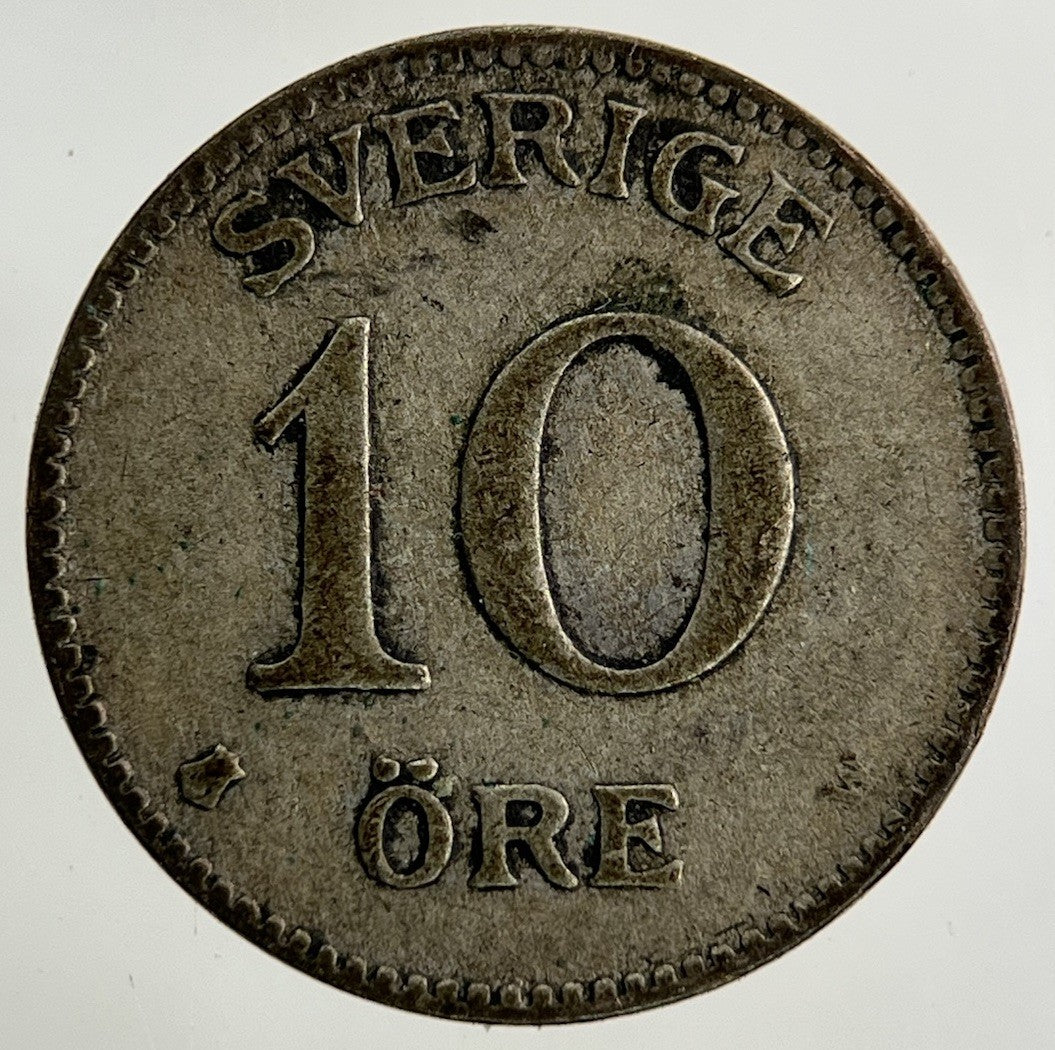 1918 Sweden 10 Ore Silver Coin | Collectable Grade