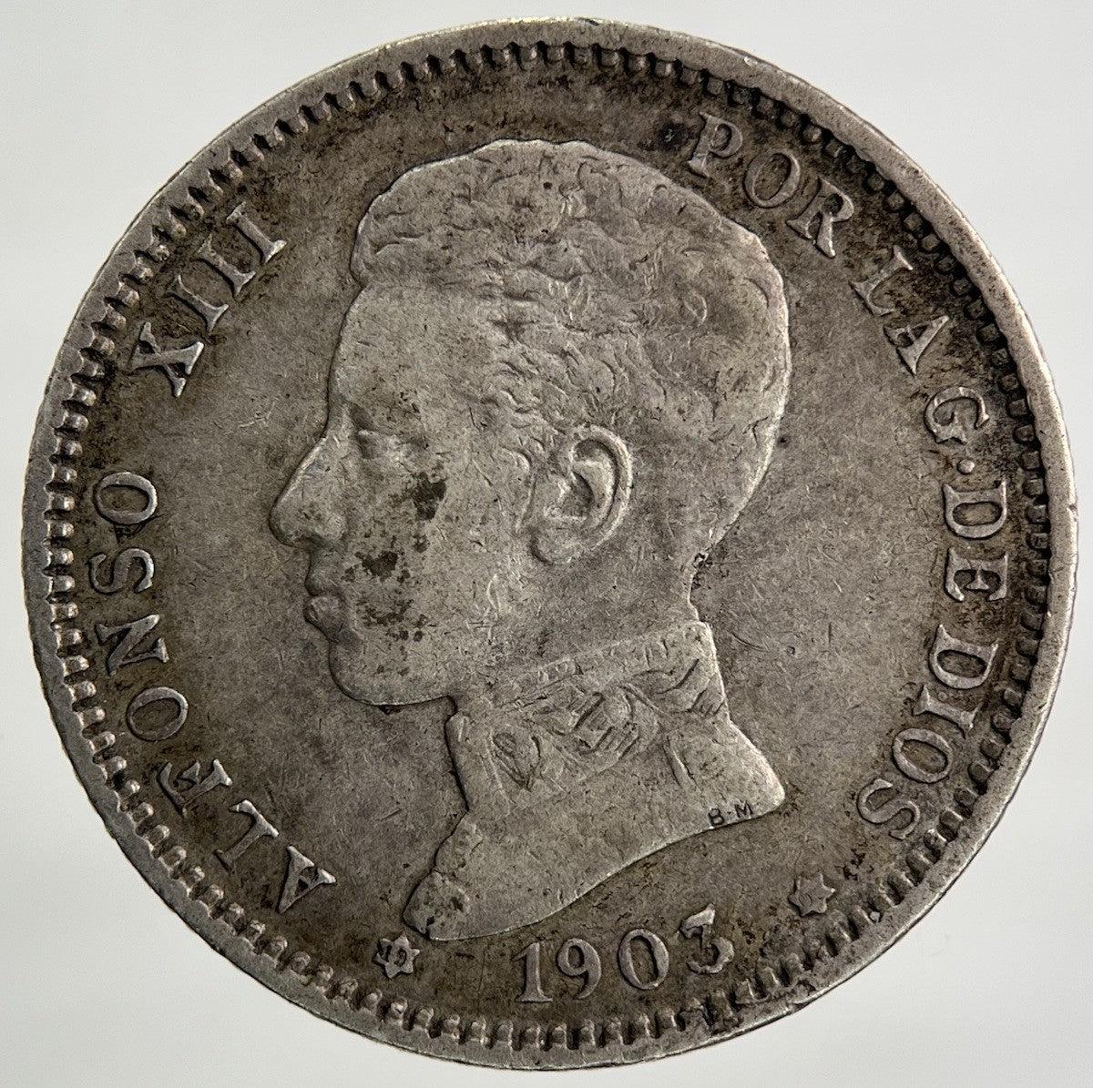 1903 Spain Una 1 Peseta Silver Coin | Very High Grade
