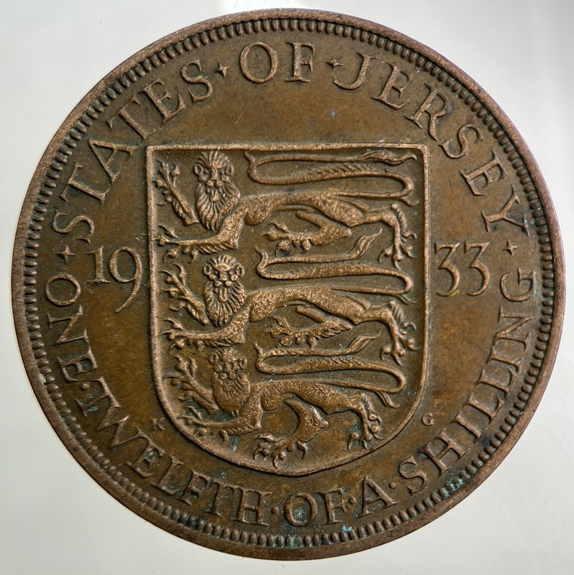1933 Jersey 1/12 One Twelfth Of A Shilling Coin | Very High Grade