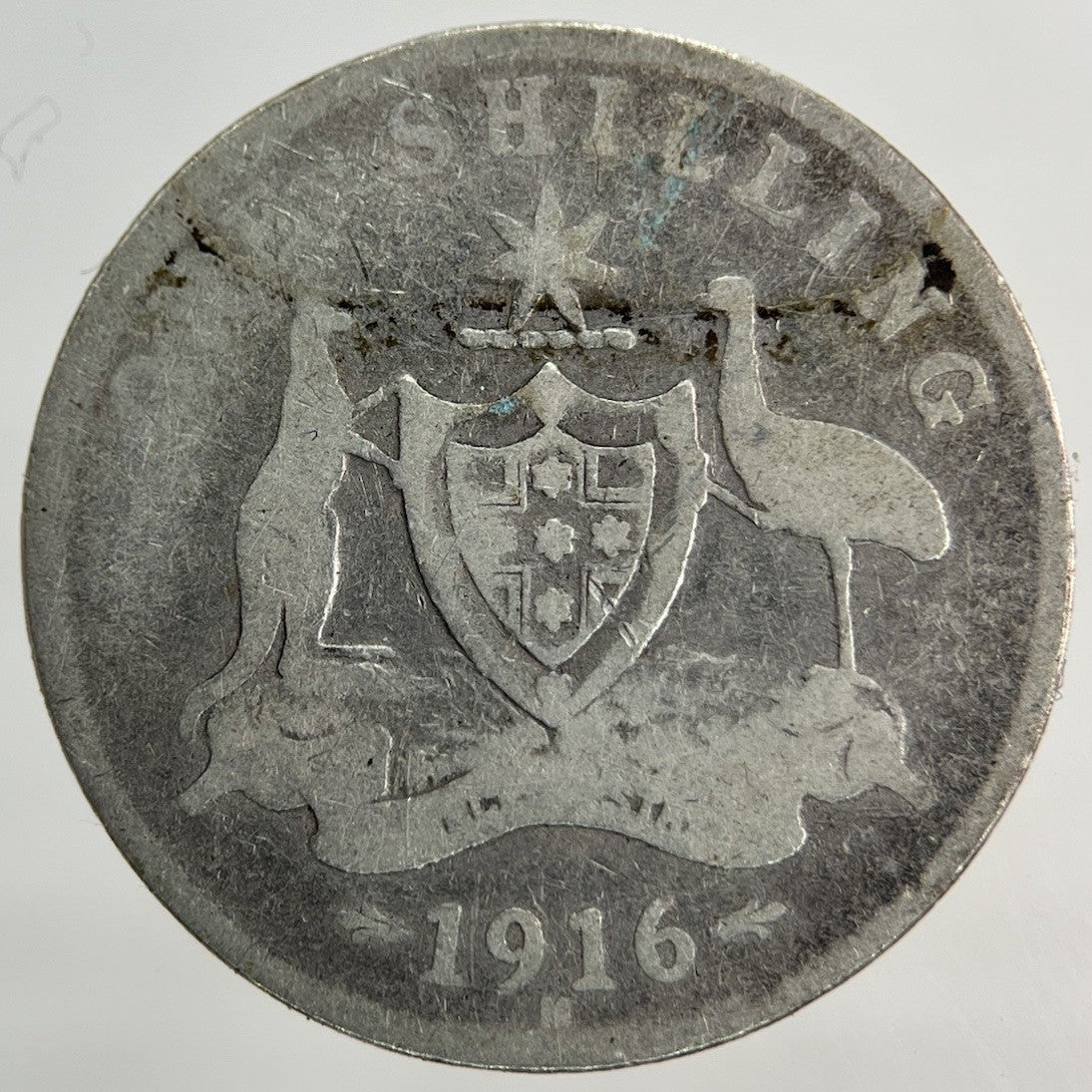 1916 - M Australia Shilling Silver Coin | Fair Grade