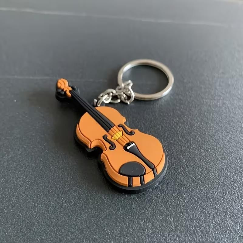 Mini Rubber Violin Instrument Music Charm Keyring Premium Keychain Gift UK