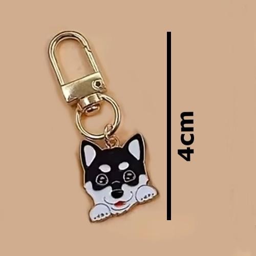 Mini Metal Grey & White Husky Dog Charm Keyring Keychain Gift UK