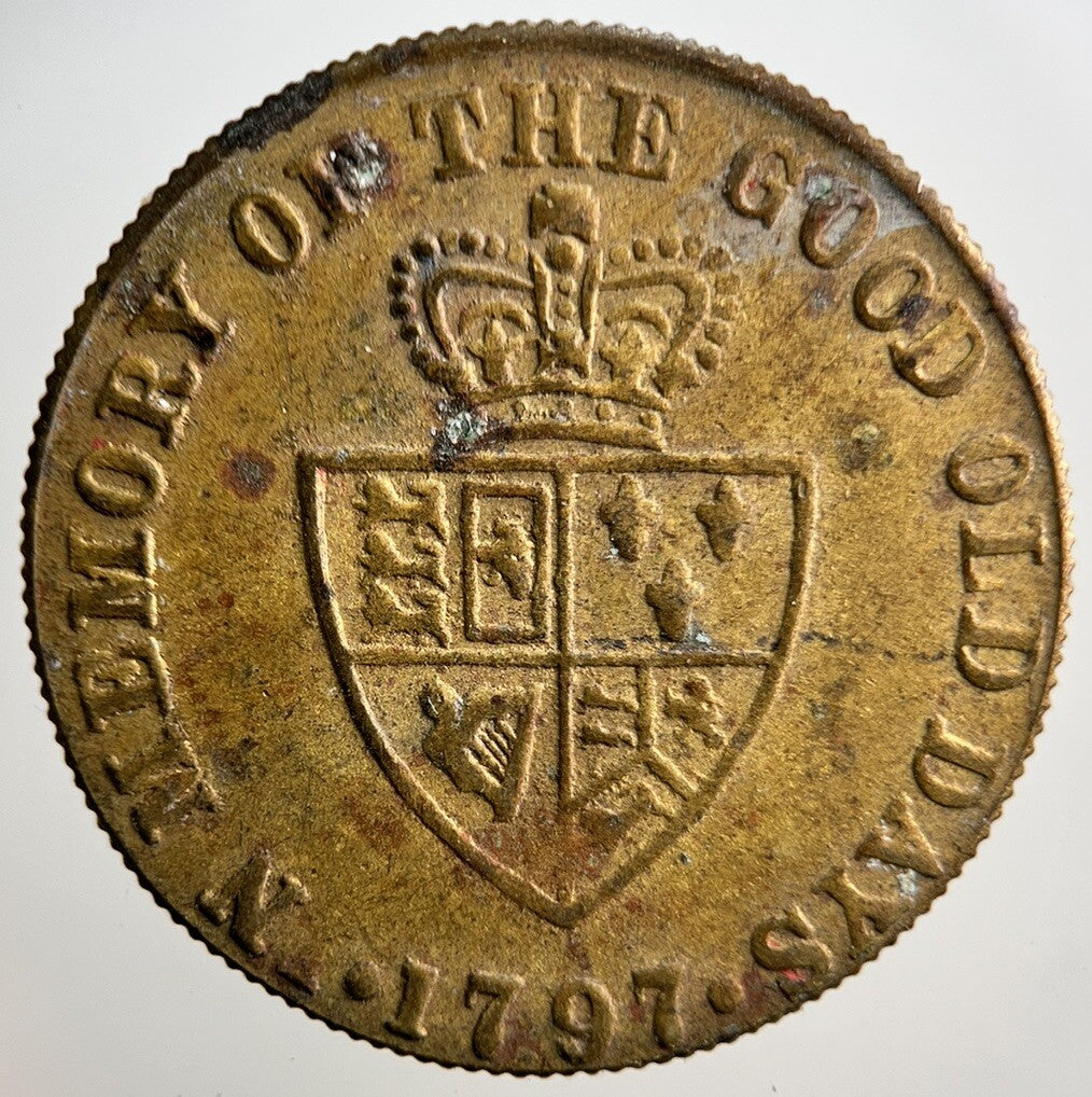 1797 George III British Good Old Days Gaming Token | Collectable Grade