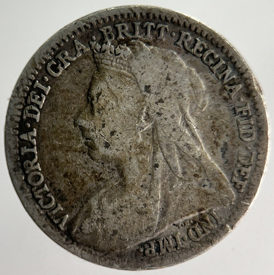 1900 Veiled Head Victoria Threepence Silver Coin | Collectable Grade | a4011