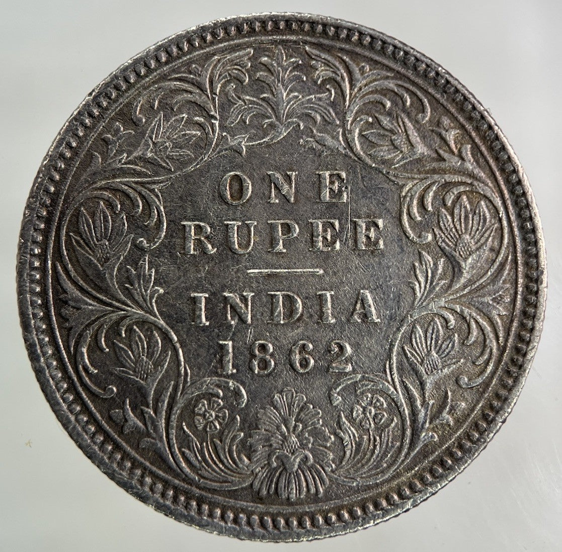 1862 India One Rupee Silver Coin | Fine Collectable Grade