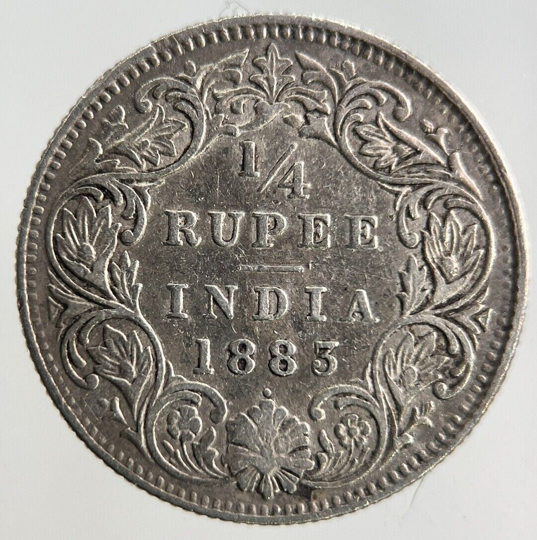 1883 India 1/4 Quarter Rupee Silver Coin | Very High Grade